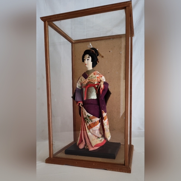 1950's Vintage Japanese Oiran Geisha Doll In Original Glass Box - Picture 1 of 6